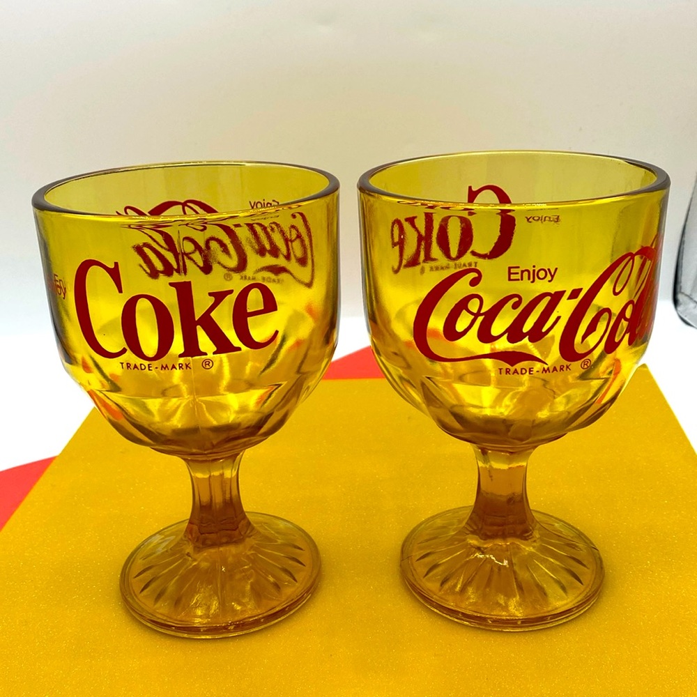 Vintage 1970 “Enjoy Coca-Cola” Amber Glass With Red Lettering